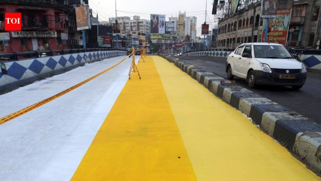 Flyover road surfaces get festive coat of paint | Kolkata News