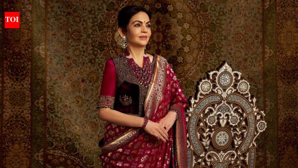 Nita Ambani celebrates Navratri in a regal Swadesh Ashavali silk saree |