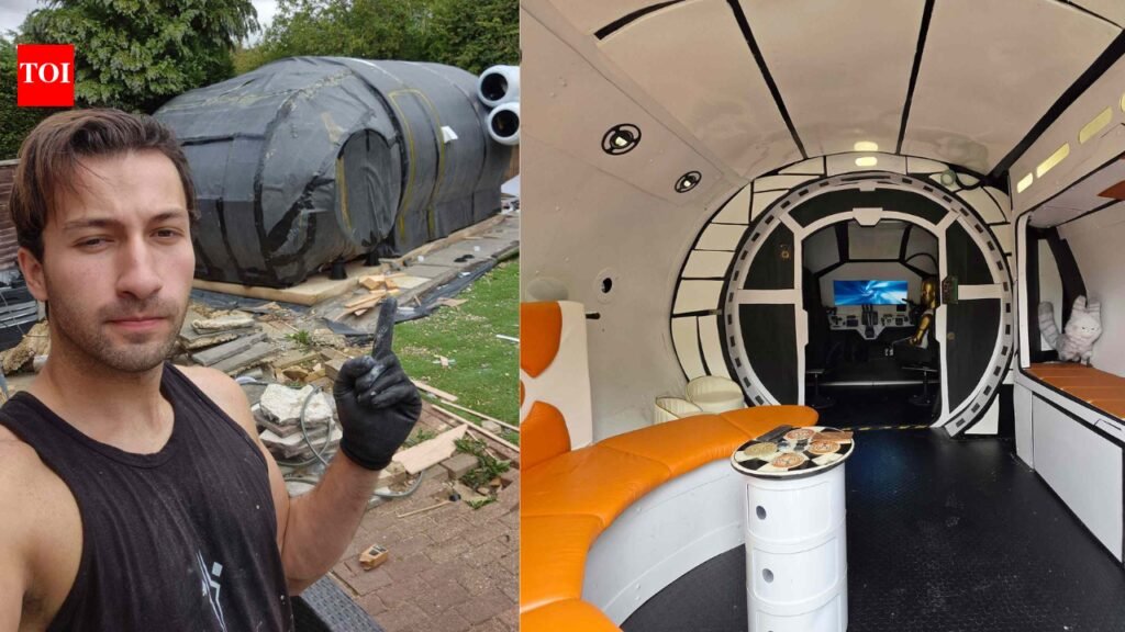 British prop maker spends £9,000 building a backyard spaceship with a bar, seating that doubles as a bed and a screen showing distant planets | World News