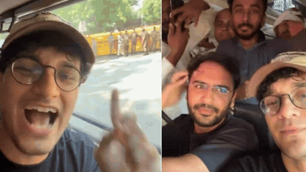 Saurav Das: Watch: CJP’s Saurav Das records video from detention bus after trying to enter Jantar Mantar | Delhi News