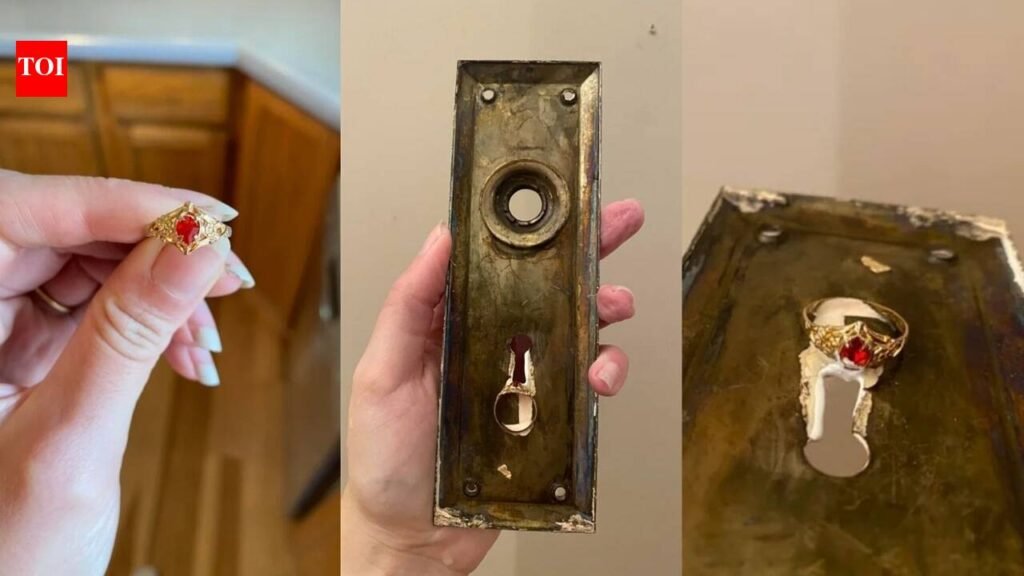 Hidden Treasure: Hidden treasure behind 8 layers of paint: Couple restoring 1913 home finds a mystery ring glued inside a door plate