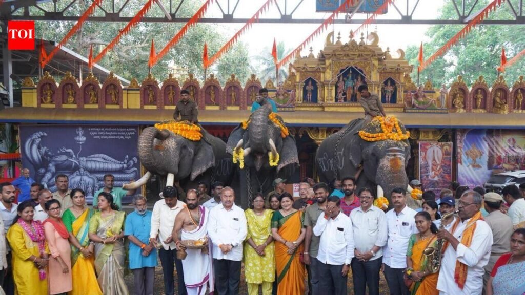 Elephants begin rehearsals for Shivamogga Dasara procession | Mysuru News