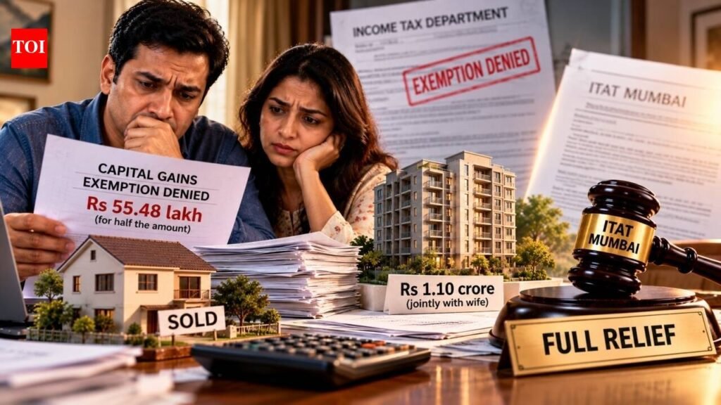 Man sold his house and bought a Rs 1.10 crore flat jointly with wife; income tax department denies Rs 55.48 lakh capital gains exemption for half the amount, but ITAT Mumbai gives full relief
