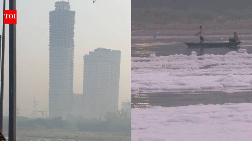 Unhealthy air, toxic white foam: Yamuna pollution resurfaces at Kalindi Kunj as Delhi-NCR AQI hits 168, GRAP-1 curbs remain in force | Delhi News