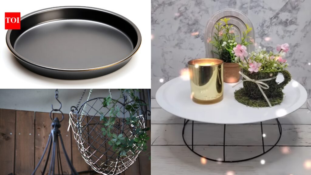 This DIY turns a simple pizza pan into stylish countertop storage