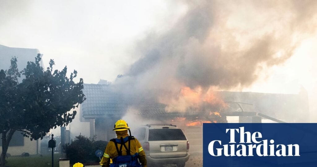 Brush fires set homes ablaze in southern California as it braces for more hot weather | California