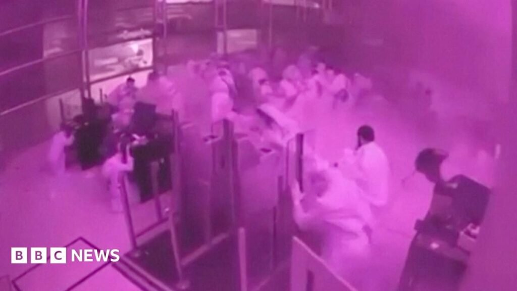 Watch: CCTV shows people take cover after missile strikes hits Riyadh airport