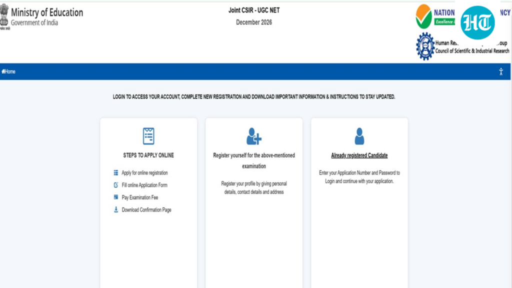 Joint CSIR UGC NET December 2026: Registration begins at csirnet.nta.nic.in, direct link to apply here