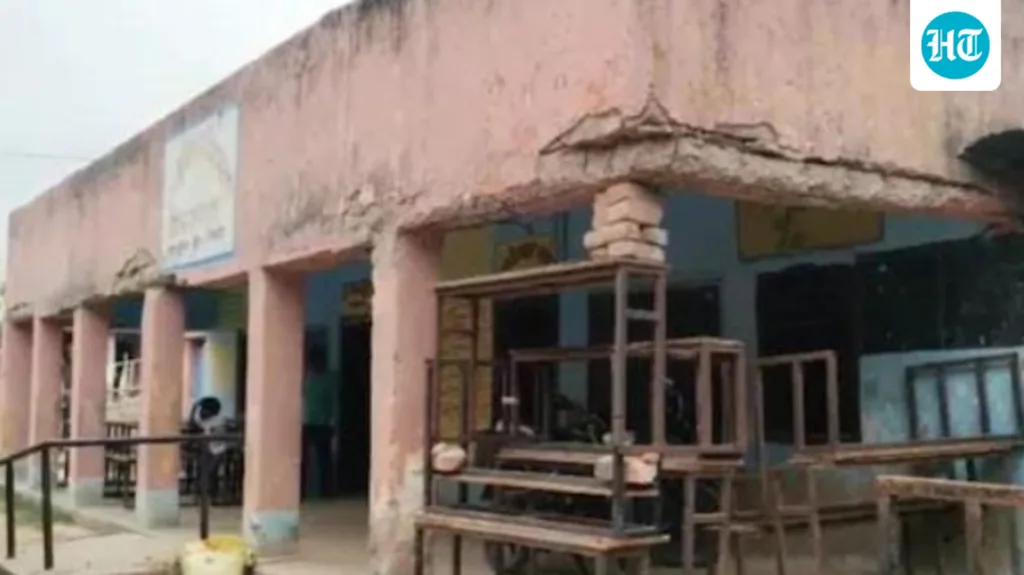 School roof in Bihar’s Kiratpur held up by benches, bricks after pillar collapses