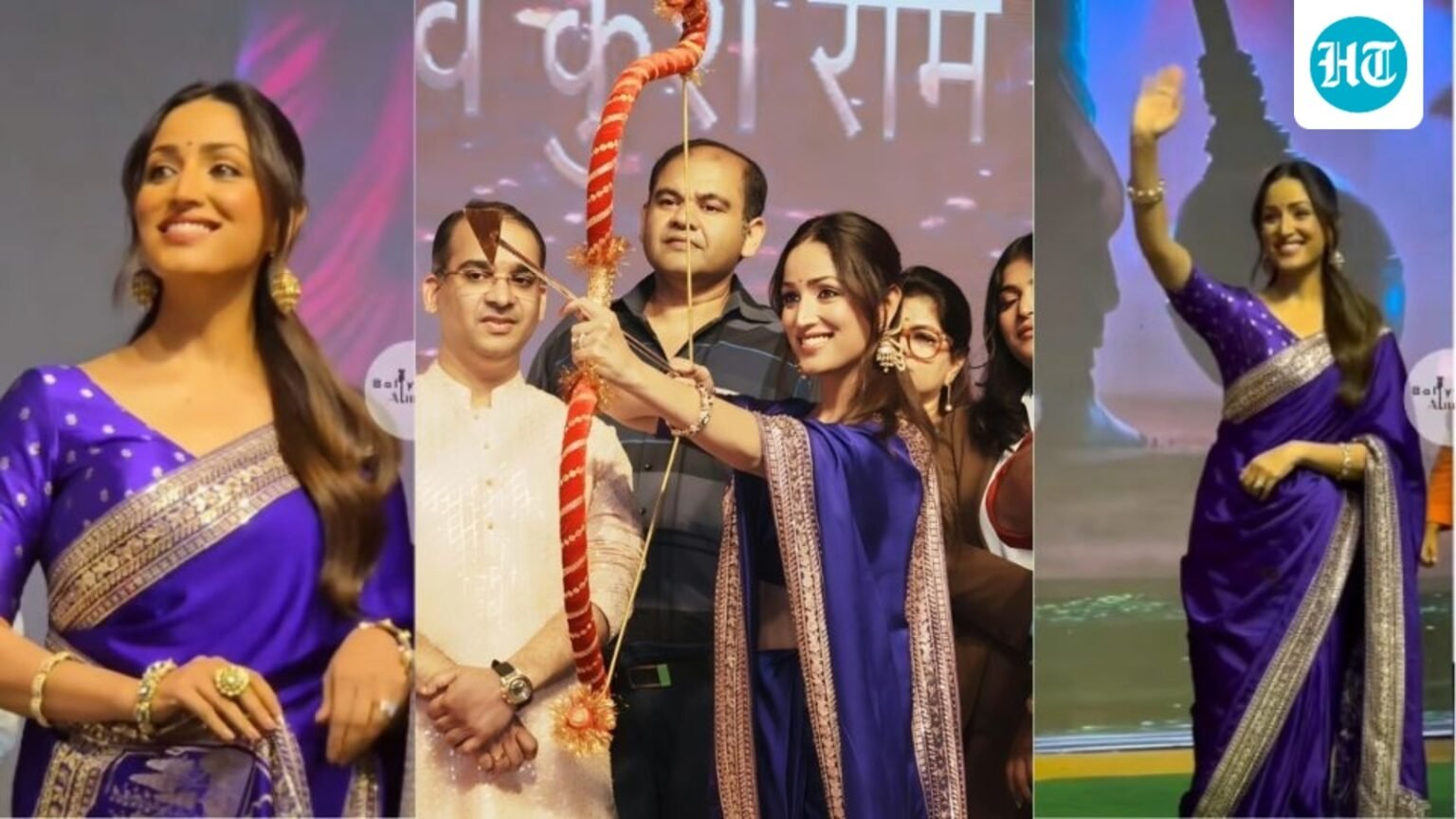 Yami Gautam serves ethnic fashion goals in an elegant purple saree for Ravan Dahan at Red Fort