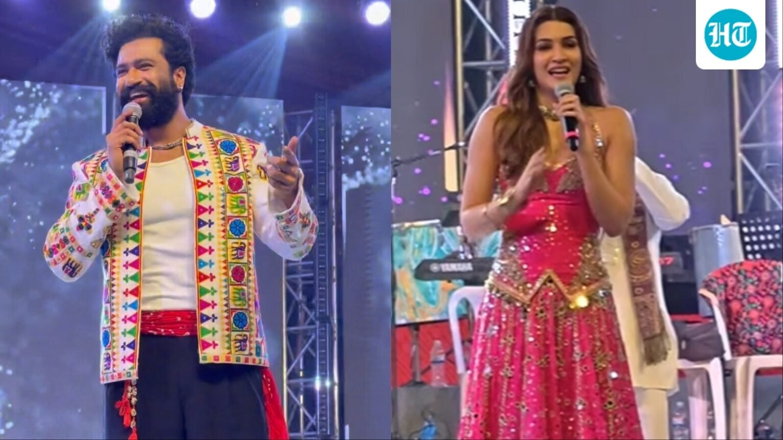 Vicky Kaushal adds garba twist to Tauba Tauba, Kriti Sanon dances to Param Sundari at Jamnagar Navratri celebration